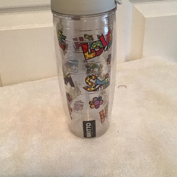 BRITTO * Floral Love Life Happy Travel Mug - Picture 2 of 3